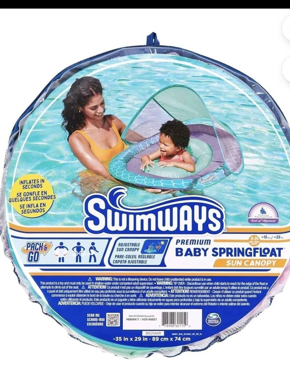 SwimWays Baby SpringFloat Sun Canopy - Teal & Purple